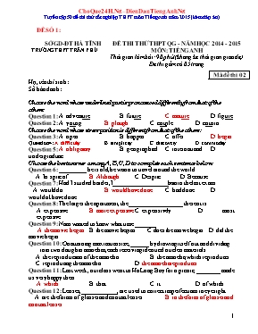 50 Đề thi thử tốt nghiệp THPT môn Tiếng Anh năm 2015 (Kèm đáp án)